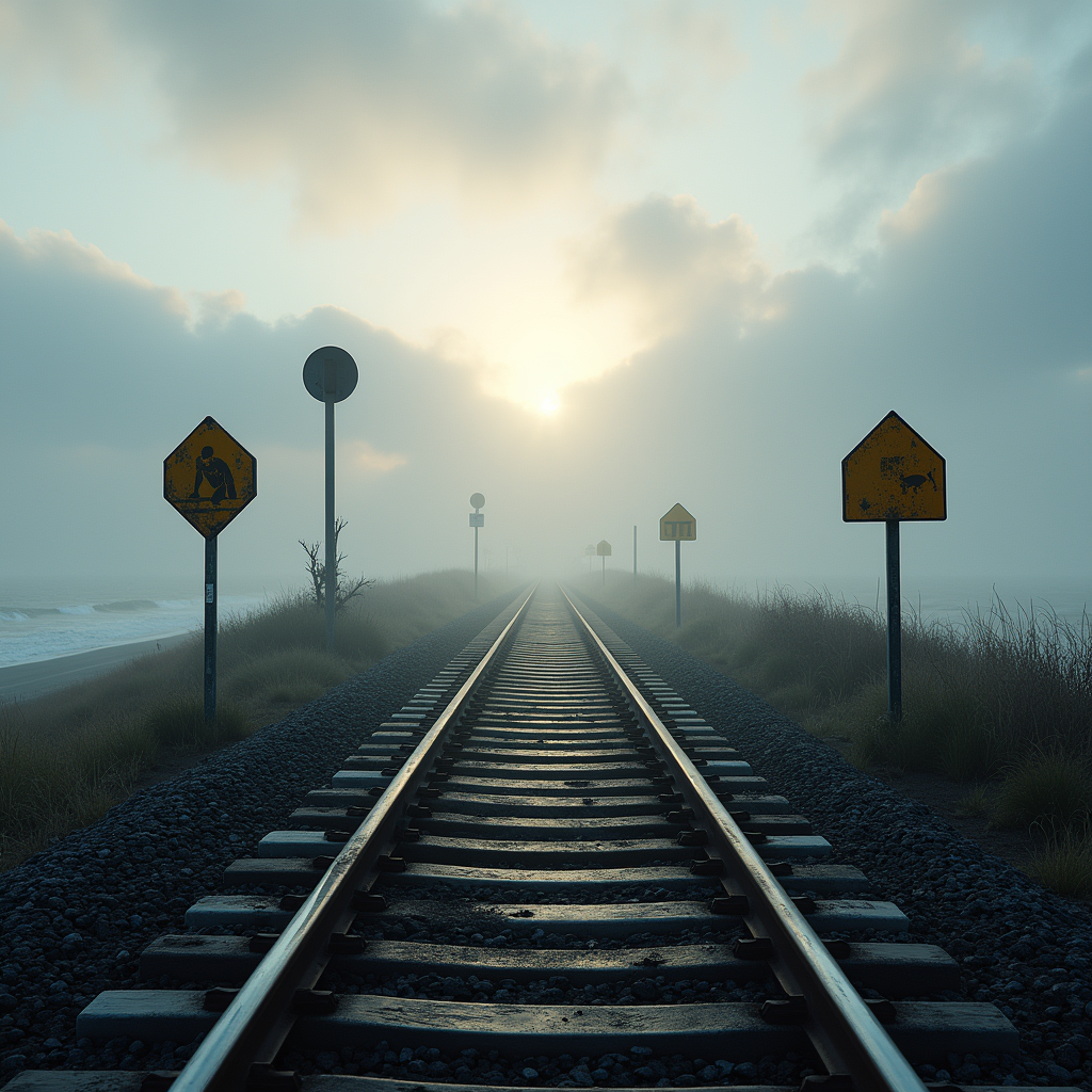 FLUX result for prompt 2 landscape realism coastal railway